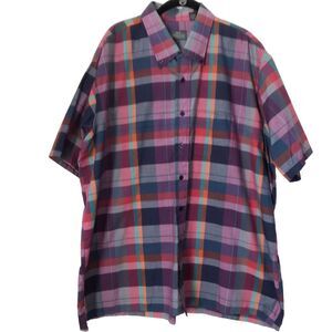 Sir William Mens Shirt Size 2X 18/18.5 Pink Purple Multicolor Plaid Short Sleeve